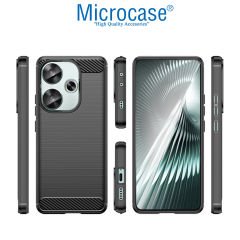 Microcase  Xiaomi Poco F6  Brushed Carbon Fiber Silikon Kılıf - Siyah AL3332