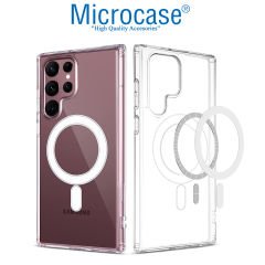 Microcase Samsung Galaxy S23 Ultra Magsafe Manyetik Darbeye Dayanıklı Yarı Esnek Plastik TPU Kılıf - AL8113 Şeffaf