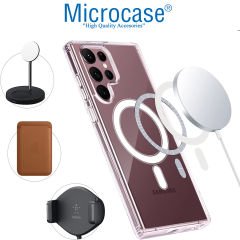 Microcase Samsung Galaxy S23 Ultra Magsafe Manyetik Darbeye Dayanıklı Yarı Esnek Plastik TPU Kılıf - AL8113 Şeffaf