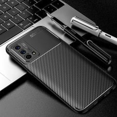 Microcase Xiaomi Poco C40 /Xiaomi Redmi 10C Maxy Serisi Carbon Fiber Silikon Kılıf - Siyah AL3413