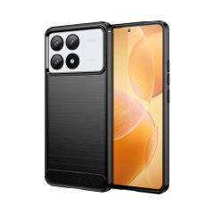 Microcase  Xiaomi Poco F6 Pro   Brushed Carbon Fiber Silikon Kılıf - Siyah AL3332