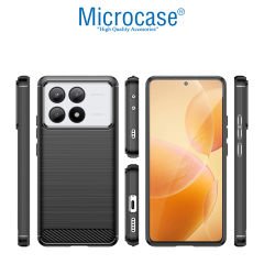 Microcase  Xiaomi Poco F6 Pro   Brushed Carbon Fiber Silikon Kılıf - Siyah AL3332