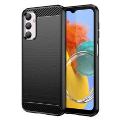 Microcase Samsung Galaxy M14 Brushed Carbon Fiber Silikon Kılıf - Siyah AL3332