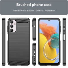 Microcase Samsung Galaxy M14 Brushed Carbon Fiber Silikon Kılıf - Siyah AL3332