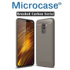 Microcase Xiaomi Pocophone F1 Brushed Slikon Kılıf + Ekran Koruma