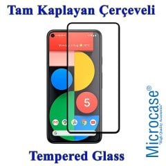 Google Pixel 5 Tam Kaplayan Çerçeveli Tempered Cam Siyah