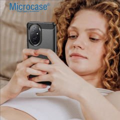 Microcase  Honor 200 Pro  Brushed Carbon Fiber Silikon Kılıf - Siyah AL3332