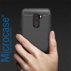 Microcase Xiaomi Pocophone F1 Brushed Carbon Fiber Silikon Kılıf