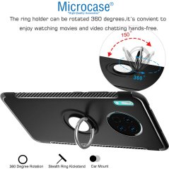 Microcase Huawei Mate 30 Yüzük Standlı Armor Silikon Kılıf - Siyah