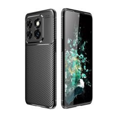 Microcase OnePlus 10T /OnePlus Ace Pro 5G Maxy Serisi Carbon Fiber Silikon Kılıf - Siyah AL3413
