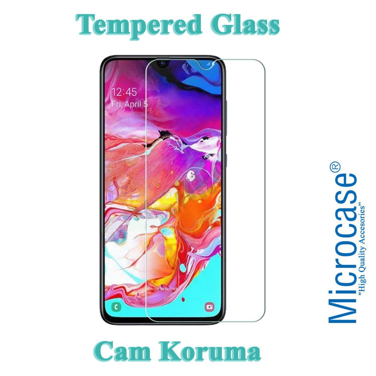 Microcase Samsung Galaxy A70 Tempered Glass Cam Ekran Koruma