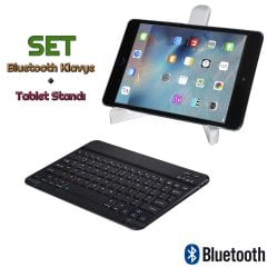 Microcase iPad Pro 12.9 2021 5.Nesil Bluetooth Klavye 27 cm (TR Sticker) + Tablet Standı - AL2754