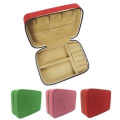 Microcase Fermuarlı Süet Kumaş Takı ve Mücevher Seyahat Çantası, Kutusu - AL3700