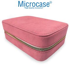 Microcase Fermuarlı Süet Kumaş Takı ve Mücevher Seyahat Çantası, Kutusu - AL3700