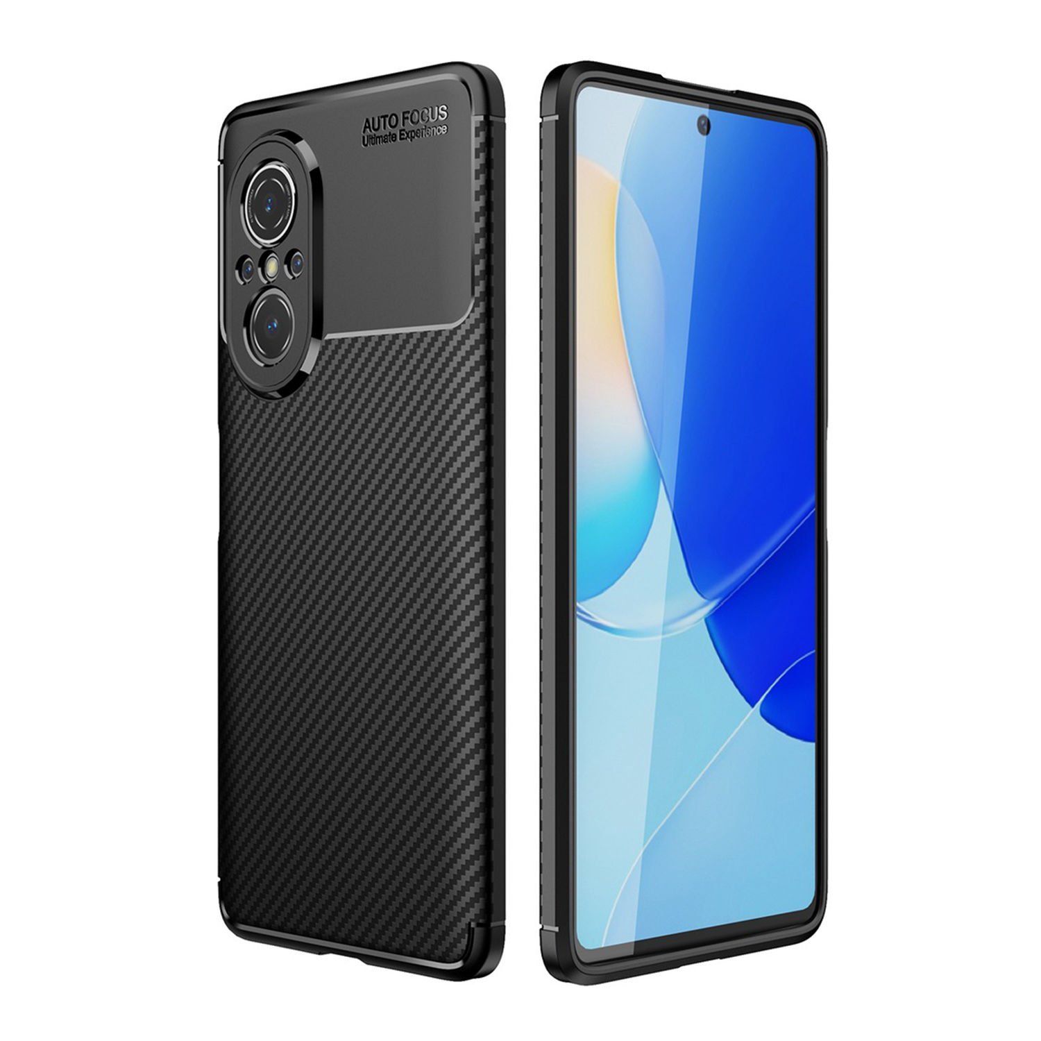 Microcase Huawei Nova 9 SE Maxy Serisi Carbon Fiber Silikon Kılıf - Siyah AL3413