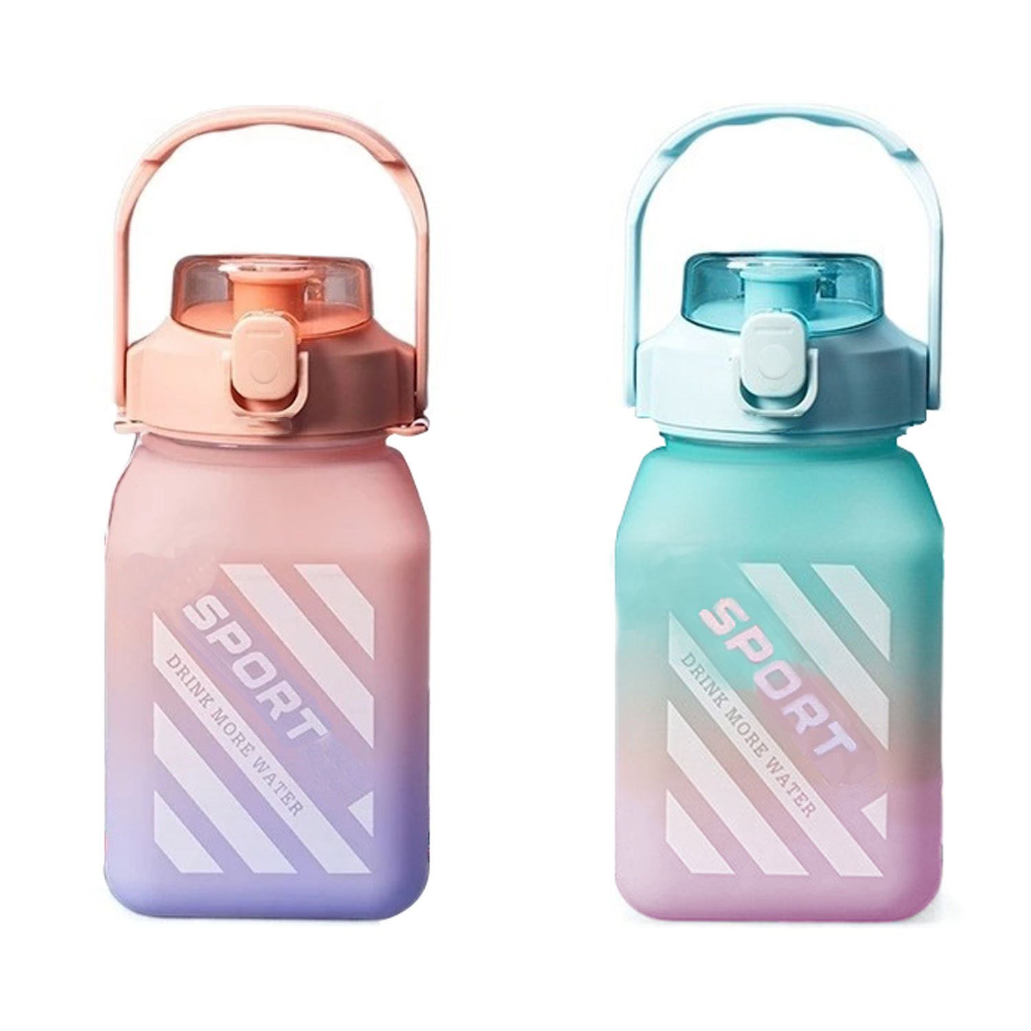 Microcase Taşınabilir Motivasyonel Su Matarası Öğrenci Su Şişesi Kare Suluk 1.5 ML Tritan Bpa Içermez AL4061