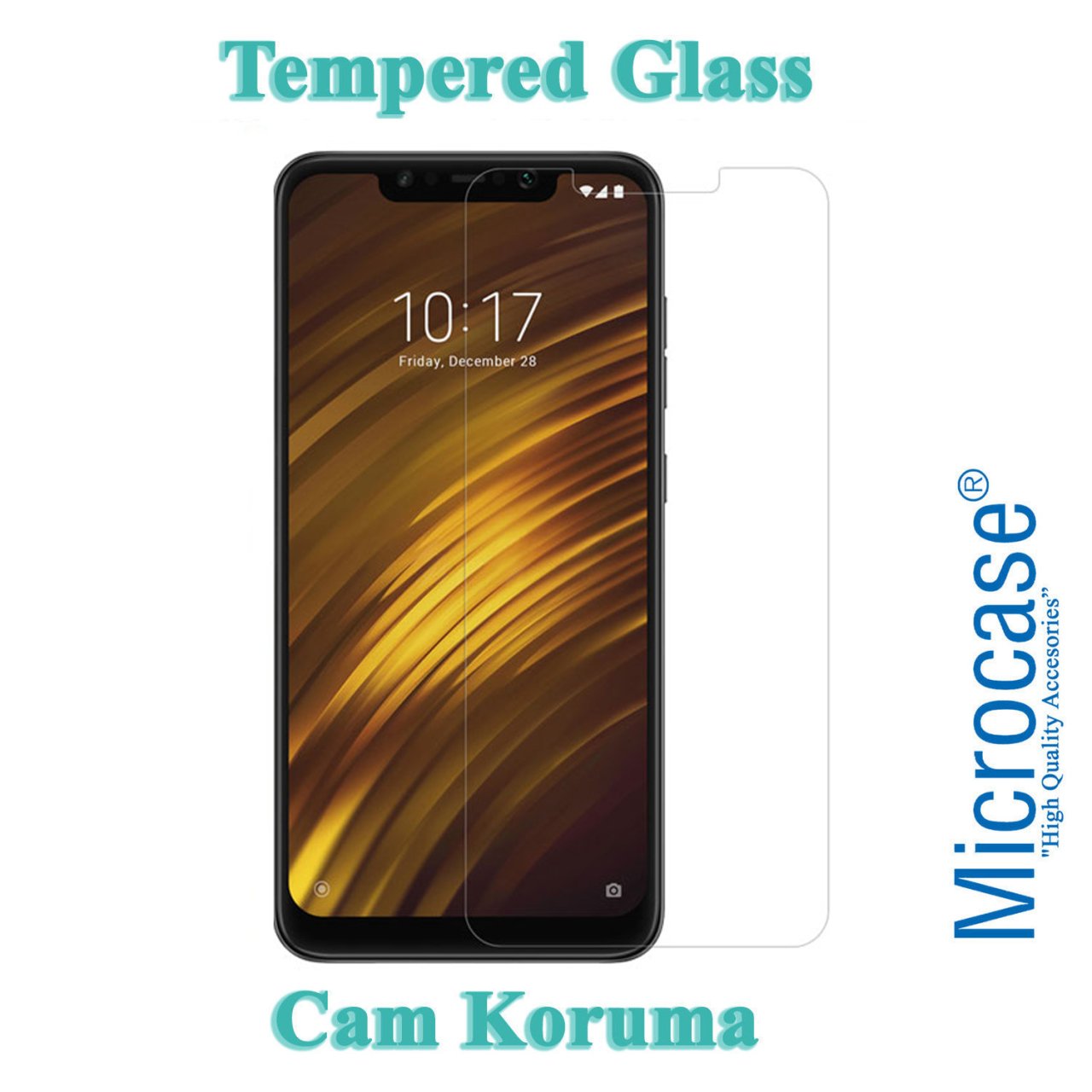 Microcase Xiaomi Pocophone F1 Tempered Glass Cam Ekran Koruma