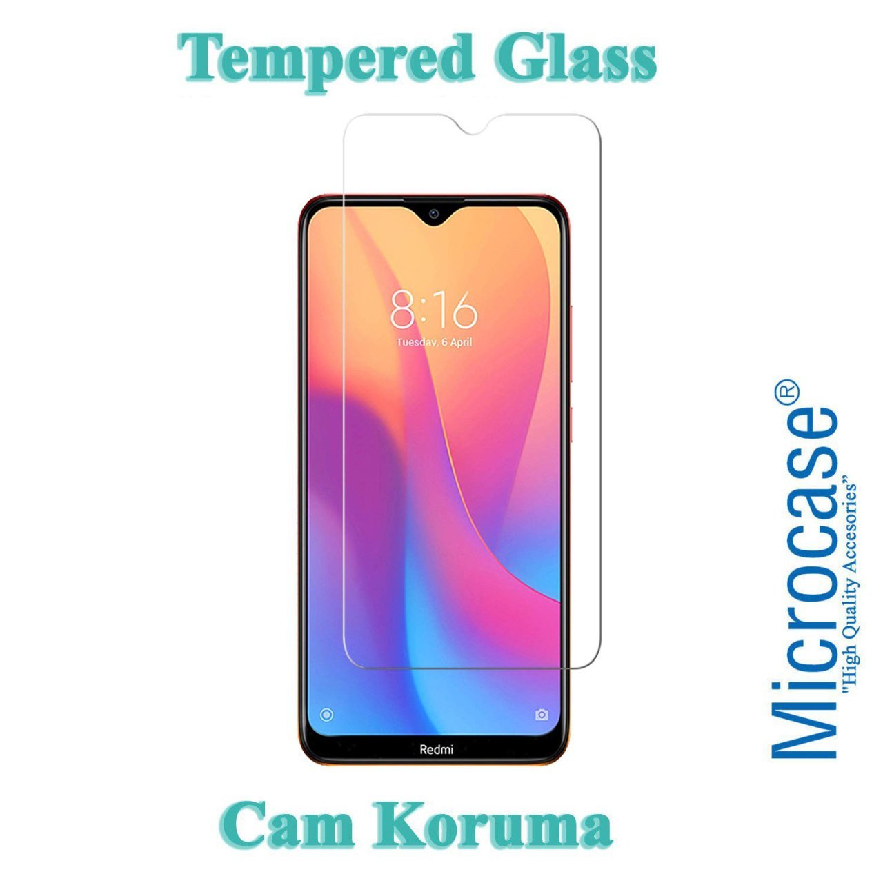 Microcase Xiaomi Redmi 8A Tempered Glass Cam Ekran Koruma