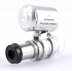 Microcase 60x Mini Cep Mikroskopu UV Ledli Cam Büyüteç Çantalı