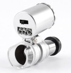Microcase 60x Mini Cep Mikroskopu UV Ledli Cam Büyüteç Çantalı