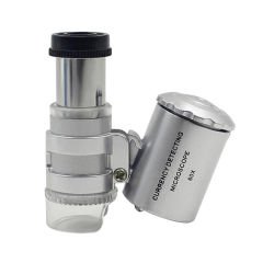 Microcase 60x Mini Cep Mikroskopu UV Ledli Cam Büyüteç Çantalı