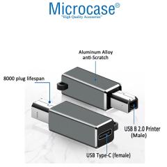 Microcase Type-C to USB B Çevirici Piano Yazıcı Adaptör - AL2848 Gri