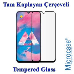 Microcase Samsung Galaxy A40s Tam Kaplayan Çerçeveli Tempered Ekran Koruyucu - SİYAH