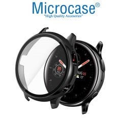 Microcase Samsung Galaxy Watch Active 2 44 mm Ekran Korumalı Sert Slim Rubber Kılıf - Siyah