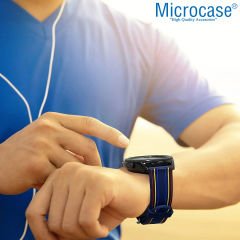 Microcase Samsung Galaxy Watch Active 2 46 mm için Çizgi Desenli Silikon Kordon Kayış - KY28
