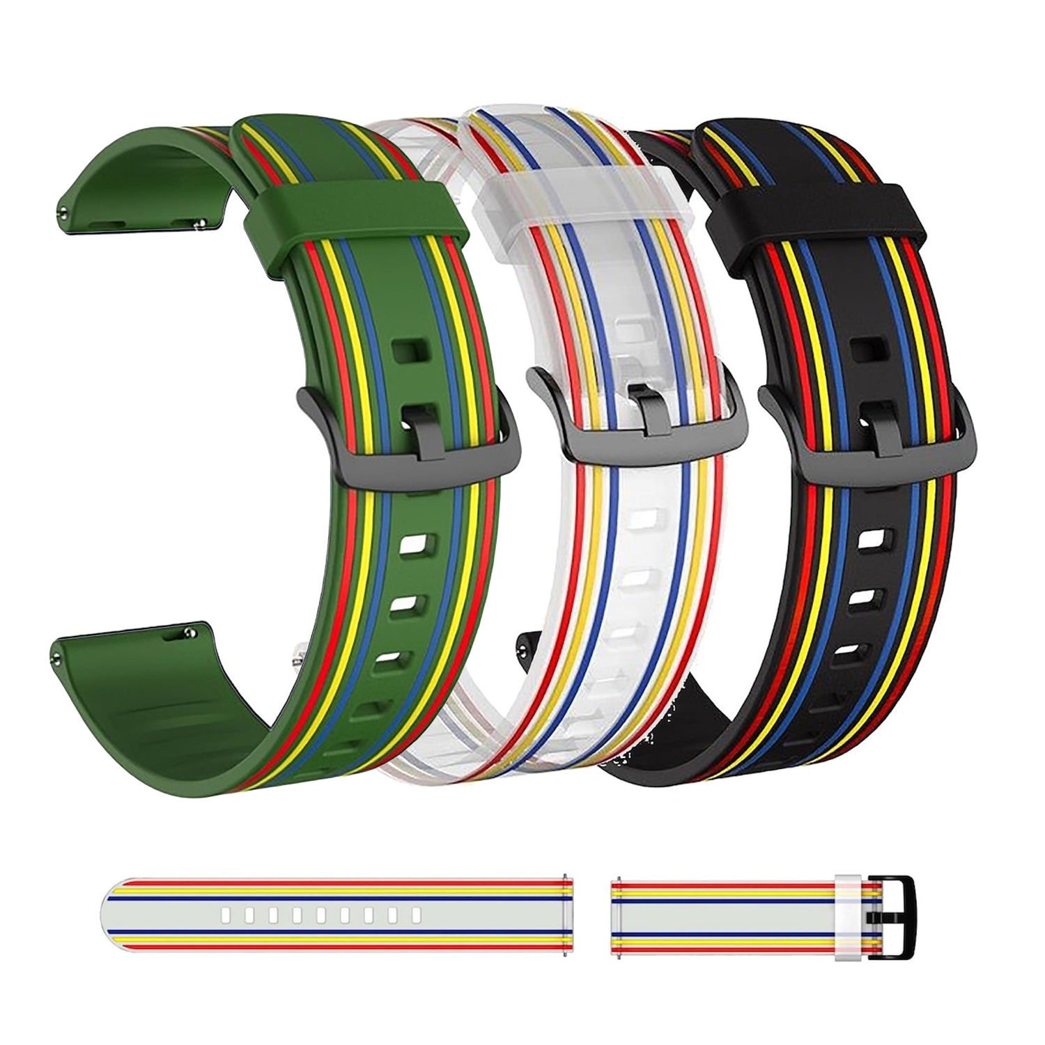 Microcase Samsung Galaxy Watch Active 2 46 mm için Çizgi Desenli Silikon Kordon Kayış - KY28