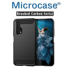 Microcase Huawei Honor 20 Pro Brushed Carbon Fiber Silikon Kılıf - Siyah