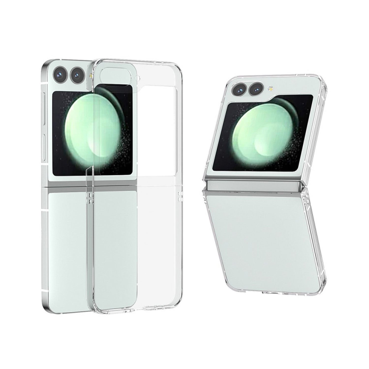 Microcase Samsung Galaxy Z Flip 6  Için Sert Kristal Kapaklı Kılıf Şeffaf- AL3157