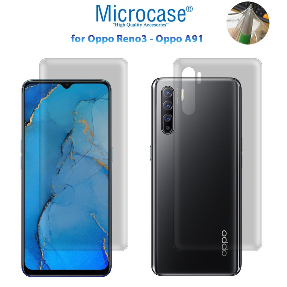 Microcase Oppo Reno 3 - Oppo A91 Full Ön Arka Kaplama TPU Soft Koruma Filmi