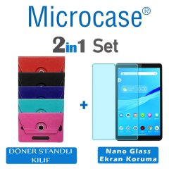 Microcase Lenovo Tab M8 TB-8505F TB-8505X TB-8505I 8 inch Universal Döner Standlı Kılıf + Nano Esnek Ekran Koruma Filmi