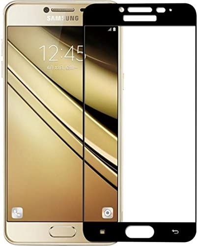 Microcase Samsung Galaxy C7 Pro Tam Kaplayan Çerçeveli Tempered Ekran Koruma-Siyah
