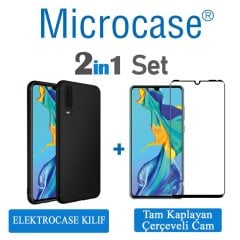 Microcase Huawei P30 Elektrocase Silikon Kılıf + Tam Kaplayan Cam