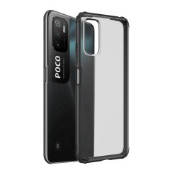 Microcase Xiaomi Poco M3 Pro Luna Serisi Köşe Korumalı Sert Rubber Kılıf - Siyah
