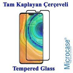Microcase Huawei Mate 30 Tam Kaplayan Çerçeveli Tempered Ekran Koruyucu - SİYAH