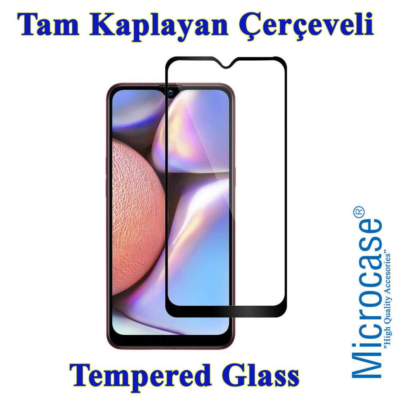 Microcase Samsung Galaxy A10s Tam Kaplayan Çerçeveli Tempered Ekran Koruyucu - SİYAH