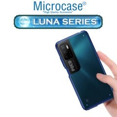 Microcase Xiaomi Poco M3 Pro Luna Serisi Köşe Korumalı Sert Rubber Kılıf - Mavi