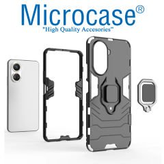 Microcase Huawei Nova 10 SE Batman Serisi Yüzük Standlı Armor Kılıf - Siyah AL3349