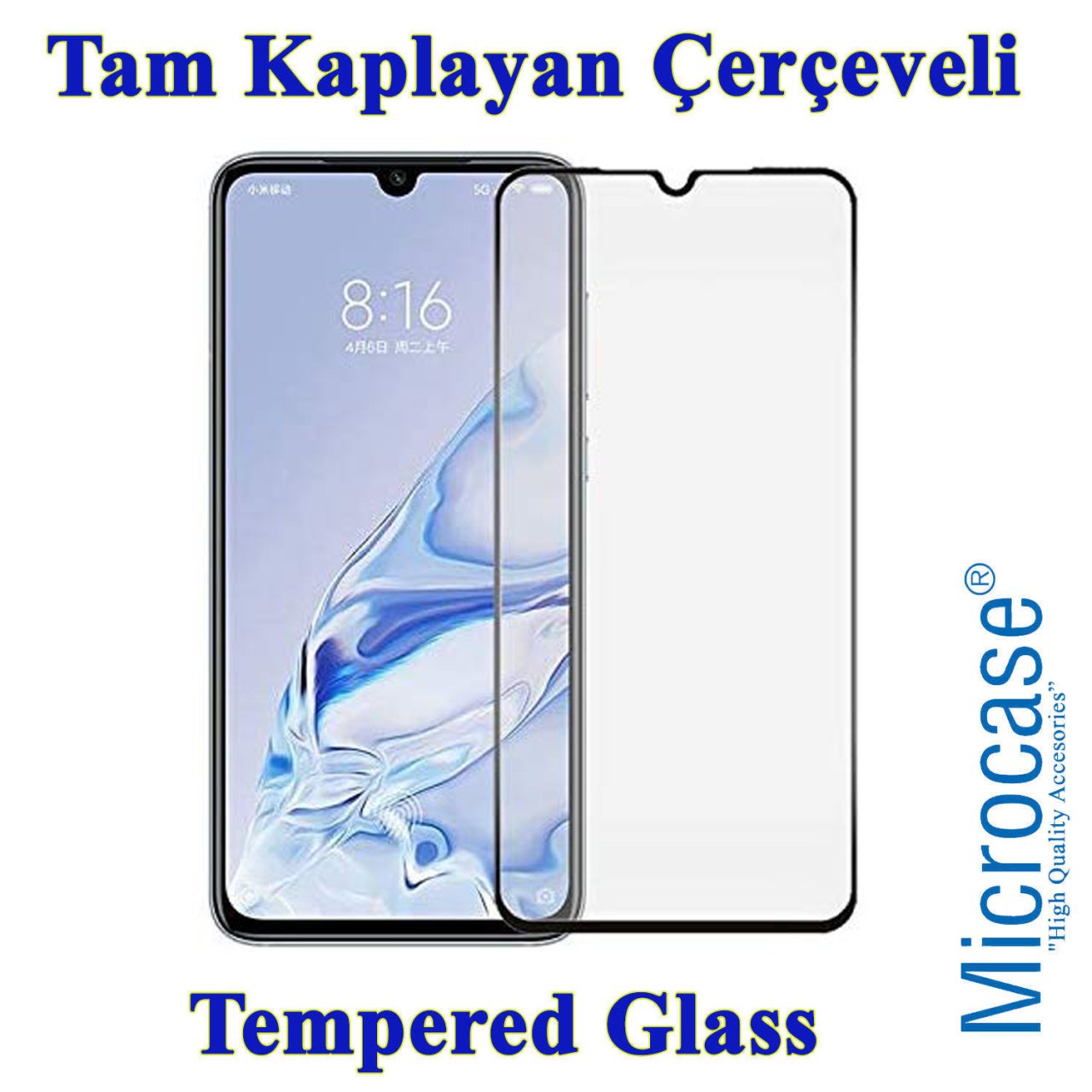Microcase Xiaomi Mi 9 Pro Tam Kaplayan Çerçeveli Tempered Ekran Koruyucu - SİYAH