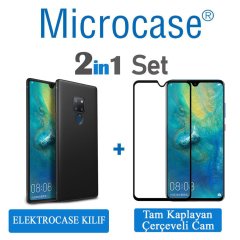 Huawei Mate 20 Elektrocase Silikon Kılıf + Tam Kaplayan Cam