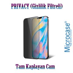 iPhone 12 Pro Max Privacy Gizlilik Filtreli Tam Kaplayan Cam - Siyah