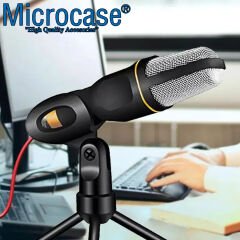 Microcase Bilgisayar için 3.5 mm Tripodlu Condenser Stüdyo Mikrofonu - AL666