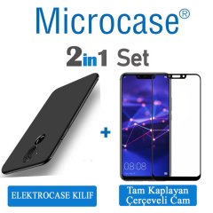 Huawei Mate 20 Lite Elektrocase Silikon Kılıf + Tam Kaplayan Cam