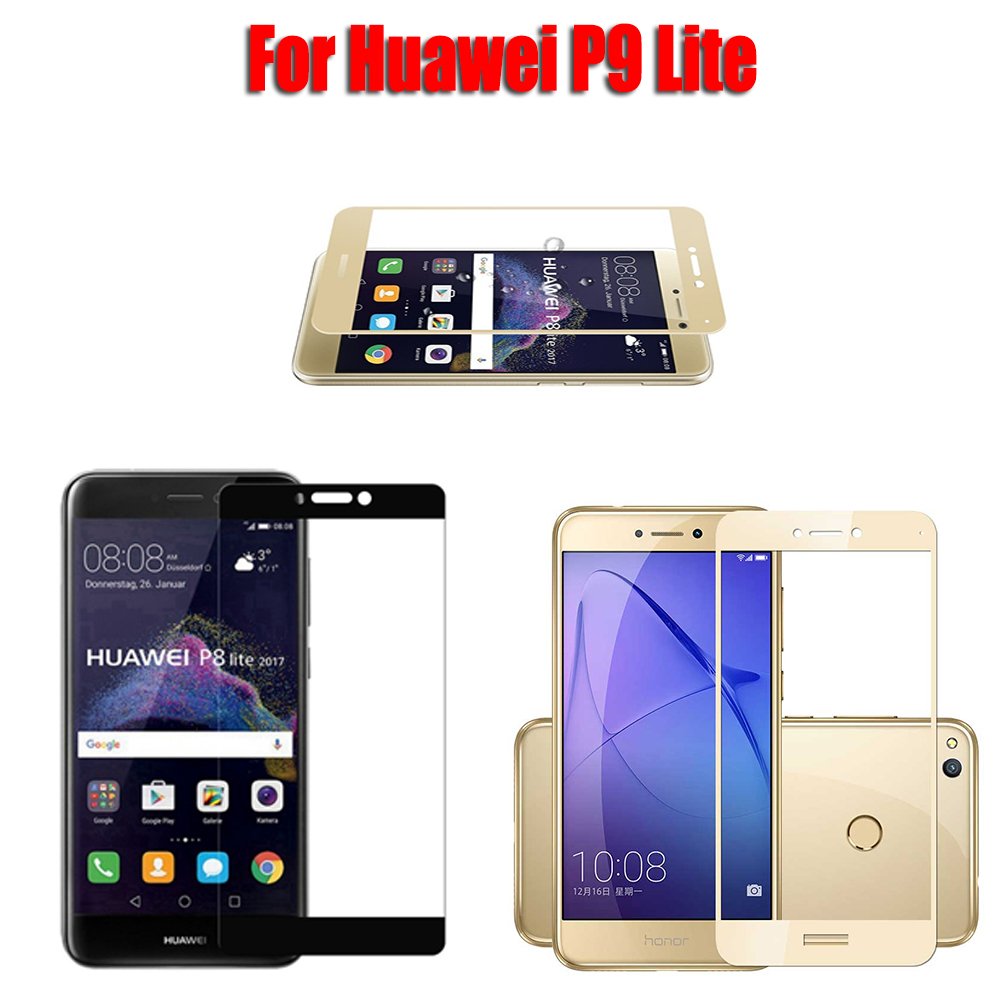 Huawei P9 Lite 2017 Renkli Çerçeveli Tempered Cam Koruma