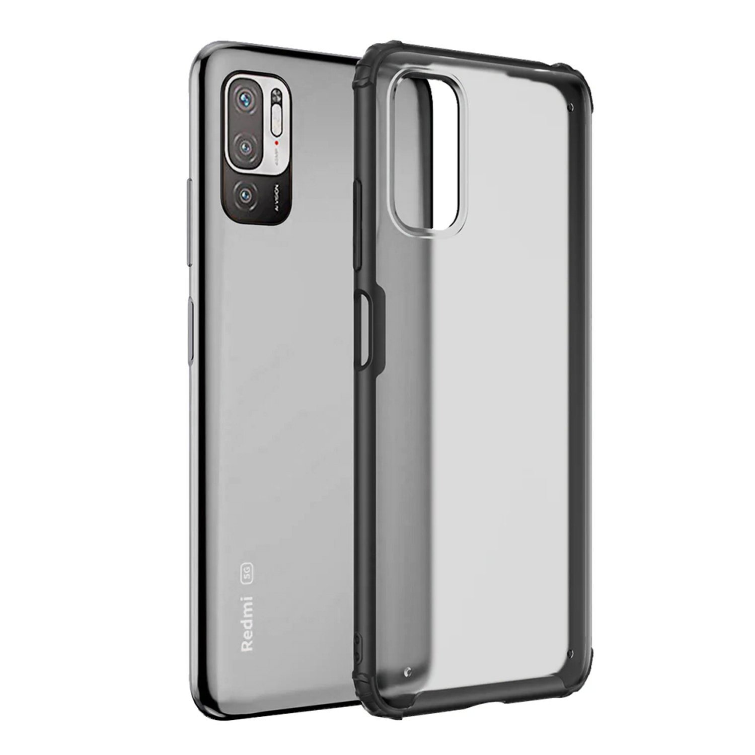 Microcase Xiaomi Redmi Note 10 5G Luna Serisi Köşe Korumalı Sert Rubber Kılıf - Siyah