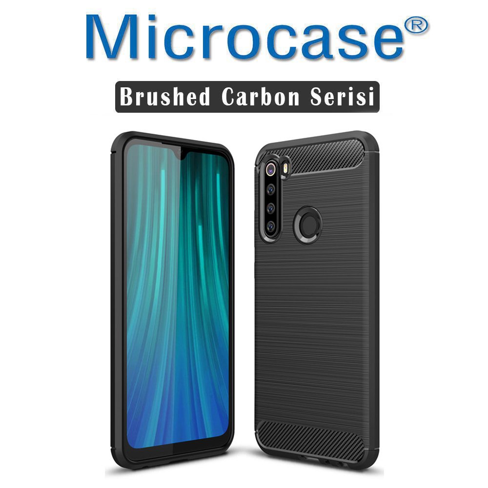 Microcase Xiaomi Redmi Note 8 Brushed Carbon Fiber Silikon Kılıf - Siyah