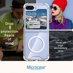 Microcase Samsung Galaxy Z Flip5 Magsafe Manyetik Darbeye Dayanıklı Yarı Esnek Plastik Kılıf - AL8113